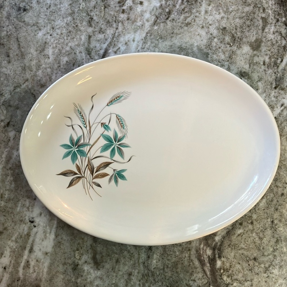 Vintage Georgian China Oval Serving Platter, Canadian Wheat
